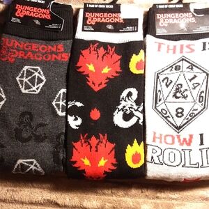 Dungeons & Dragons Crew Socks Set Of 3 Red Black N.W.T.